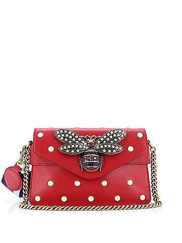 Gucci Gucci Broadway Pearly Bee Shoulder Bag Embellished Leather Mini  (view 1)