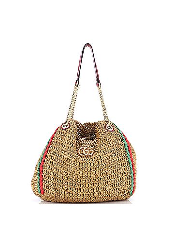 Gucci Gucci GG Marmont Chain Tote Raffia Large  (view 1)