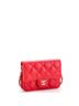 Chanel 100% Leather Red Chanel Classic Flap Card Holder on Chain Quilted Caviar Mini  One size - photo 4