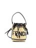 Fendi Tan Fendi Mon Tresor Bucket Bag Logo Embroidered Raffia Mini  One size - photo 1
