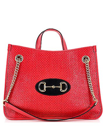 Gucci Gucci Horsebit 1955 Chain Tote Raffia and Leather Medium  (view 1)