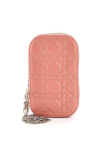 Christian Dior Christian Dior Lady Dior Phone Holder on Chain Cannage Quilt Lambskin  (view 1)