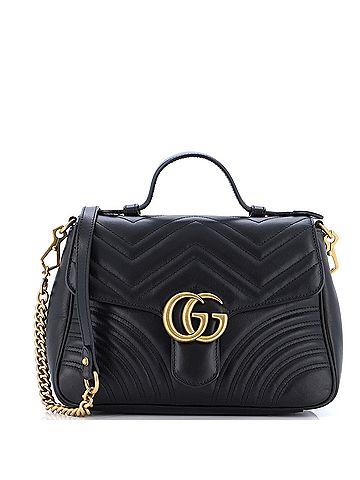 Gucci Gucci GG Marmont Top Handle Flap Bag Matelasse Leather Small  (view 1)