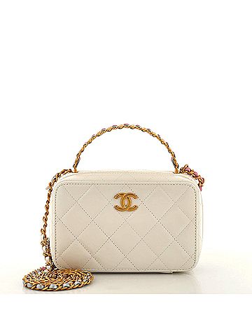 Chanel Chanel CC Woven Rainbow Chain Handle Zip Around Vanity Case Quilted Lambskin Mini  (view 1)
