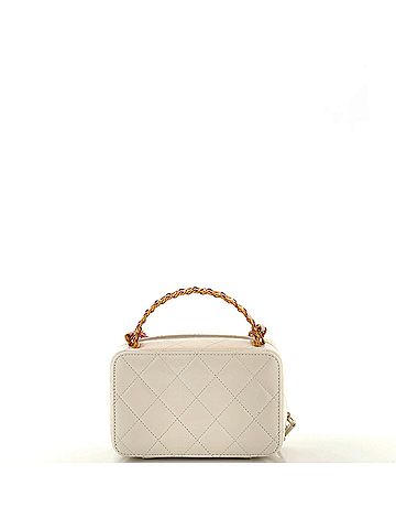 Chanel Chanel CC Woven Rainbow Chain Handle Zip Around Vanity Case Quilted Lambskin Mini  (view 2)
