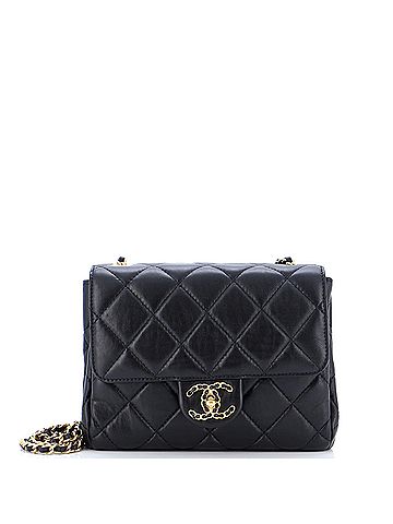 Chanel Chanel Chain Woven CC Square Accordion Flap Bag Quilted Lambskin Mini  (view 1)