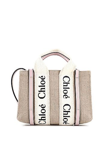 Chloé Chloe Woody Convertible Tote Canvas with Leather Mini  (view 1)