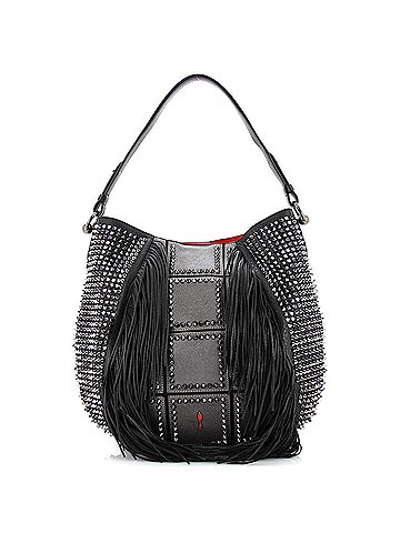Christian Louboutin Christian Louboutin Lucky L Fringe Hobo Studded Leather  (view 1)