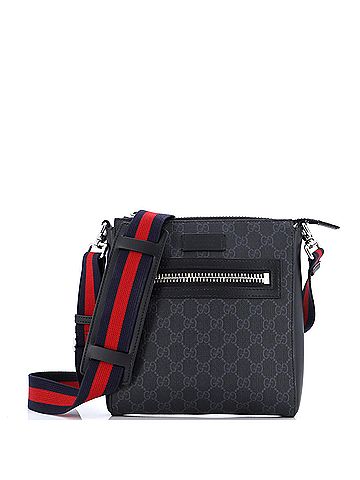 Gucci Gucci Web Strap Front Zip Messenger Bag GG Coated Canvas Small  (view 1)