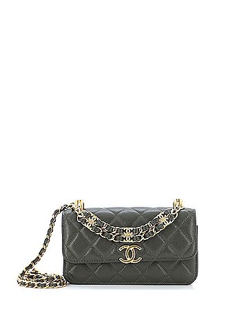 Chanel Chanel Coco First Flap Phone Holder with Chain Quilted Caviar  (view 1)