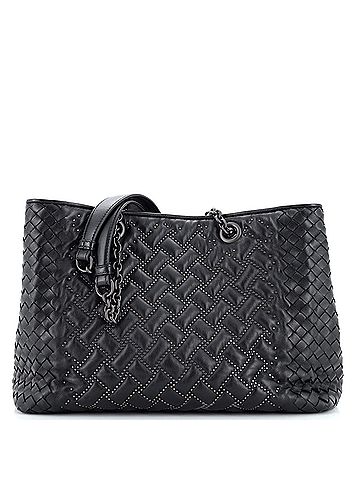 Bottega Veneta Bottega Veneta Double Chain Tote Studded Leather with Intrecciato Detail Medium  (view 1)