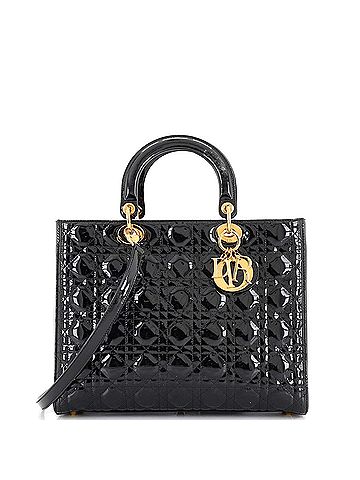 Christian Dior Christian Dior Lady Dior Bag Cannage Quilt Patent Large  (view 1)