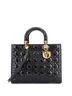 Christian Dior 100% Leather Black Christian Dior Lady Dior Bag Cannage Quilt Patent Large  One size - photo 1