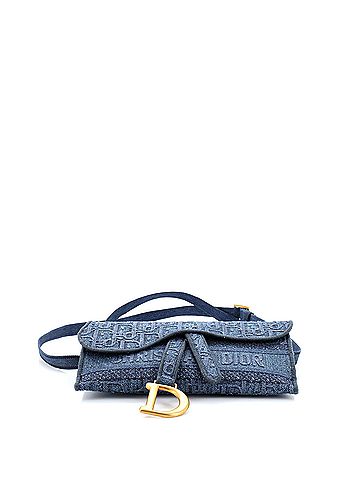 Christian Dior Christian Dior Saddle Slim Belt Pouch Logo Embroidered Oblique Canvas  (view 2)