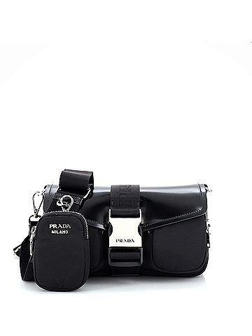 Prada Prada Pocket Flap Shoulder Bag Brushed Leather and Tessuto  (view 1)