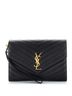 Saint Laurent 100% Leather Black Saint Laurent Classic Monogram Envelope Wristlet Clutch Matelasse Chevron Leather  One size - photo 1