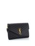 Saint Laurent 100% Leather Black Saint Laurent Classic Monogram Envelope Wristlet Clutch Matelasse Chevron Leather  One size - photo 3