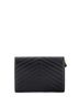 Saint Laurent 100% Leather Black Saint Laurent Classic Monogram Envelope Wristlet Clutch Matelasse Chevron Leather  One size - photo 4