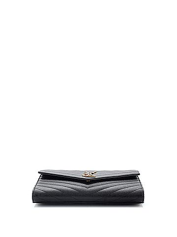 Saint Laurent Saint Laurent Classic Monogram Envelope Wristlet Clutch Matelasse Chevron Leather  (view 2)