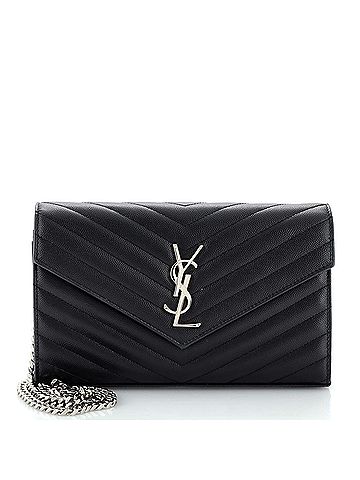 Saint Laurent Saint Laurent Classic Monogram Wallet on Chain Matelasse Chevron Leather Medium  (view 1)