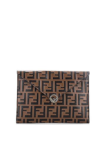Fendi Fendi F is Fendi Envelope Flat Pouch Zucca Embossed Leather Large  (view 1)