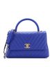 Chanel 100% Leather Blue Chanel Coco Top Handle Bag Chevron Caviar Small  One size - photo 1