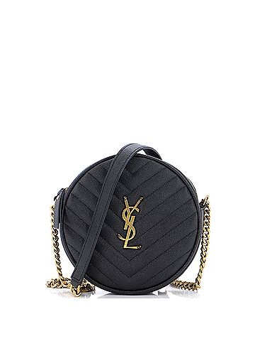 Saint Laurent Saint Laurent Vinyle Round Camera Bag Matelasse Chevron Leather  (view 1)