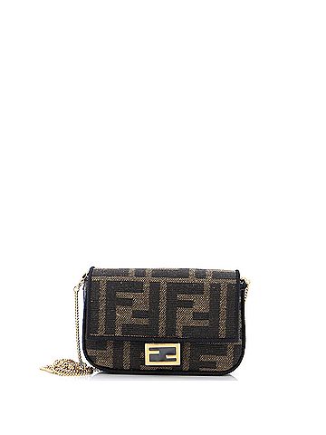 Fendi Fendi Chain Baguette Charm Bag Zucca Canvas Nano  (view 1)
