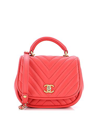 Chanel Chanel Reversed Round Flap Bag Chevron Lambskin Mini  (view 1)