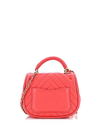Chanel Chanel Reversed Round Flap Bag Chevron Lambskin Mini  (view 2)