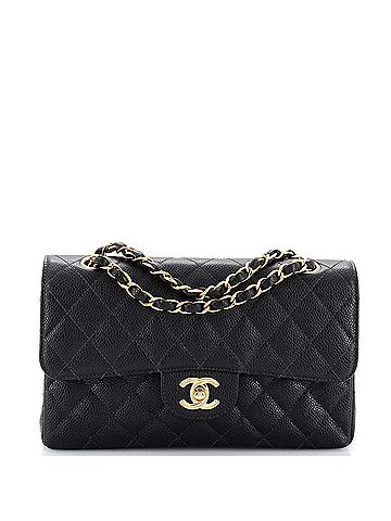 Chanel Vintage Classic Double Flap Bag Quilted Caviar Small (view 1)