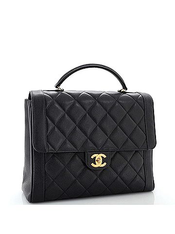 Chanel Vintage Two-Tone Kelly Top Handle Bag Quilted Caviar Jumbo (view 2)