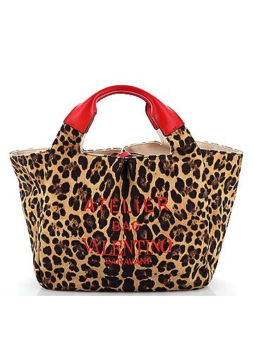Valentino Garavani Animalier Atelier Tote Printed Canvas Medium (view 1)