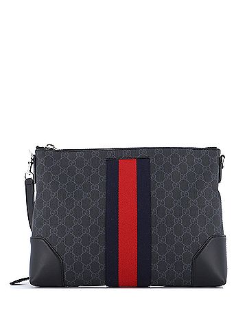Gucci Web Zip Flat Messenger GG Coated Canvas Medium (view 1)