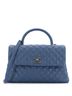 Chanel 100% Leather Blue Coco Top Handle Bag Quilted Caviar Medium One size - photo 1