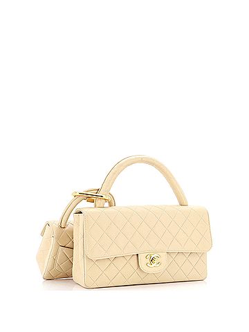 Chanel Vintage Twin Top Handle Flap Bag Quilted Lambskin Medium (view 2)