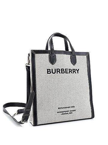 Burberry Kane Tote Horseferry Print Canvas with Leather Tall (view 2)