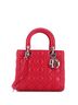 Christian Dior 100% Leather Red Lady Dior Bag Cannage Quilt Lambskin Medium One size - photo 1
