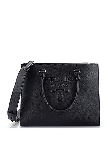 Prada Lux Embossed Logo Tote Saffiano Leather Medium (view 1)