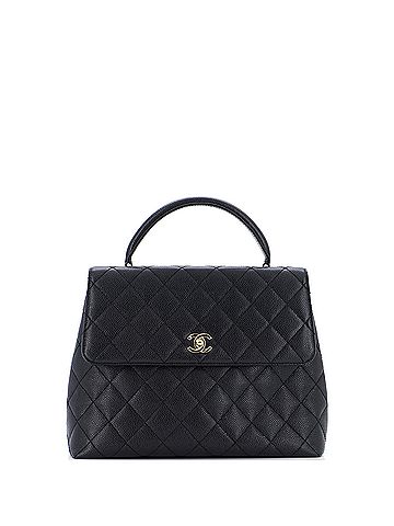 Chanel Vintage Classic Top Handle Flap Bag Quilted Caviar Jumbo (view 1)