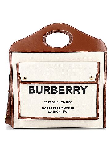Burberry Logo Pocket Tote Canvas with Leather Medium (view 1)