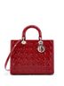 Christian Dior 100% Leather Red Vintage Lady Dior Bag Cannage Quilt Patent Large One size - photo 1