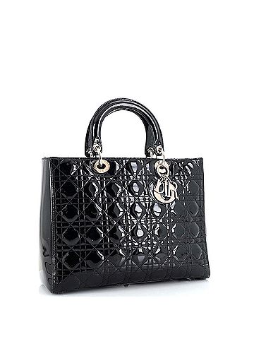 Christian Dior Vintage Lady Dior Bag Cannage Quilt Patent Large (view 2)