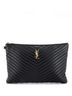 Saint Laurent 100% Leather Black Classic Monogram Wristlet Pouch Matelasse Chevron Leather Large One size - photo 1