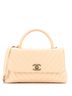 Chanel 100% Leather Tan Coco Top Handle Bag Chevron Calfskin Small One size - photo 3