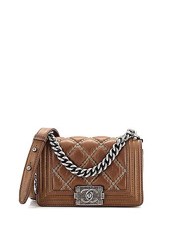 Chanel Boy Flap Bag Quilted Calfskin with Micro Chain Detail Small (view 1)