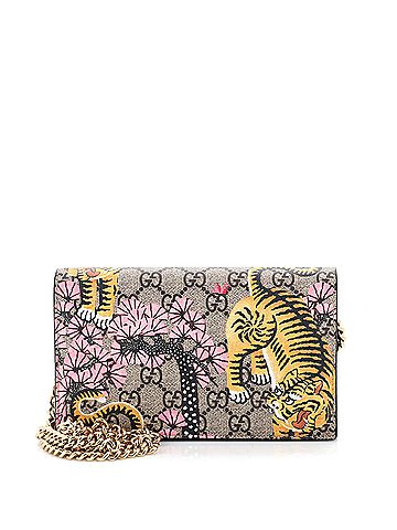 Gucci Chain Wallet Bengal Print GG Coated Canvas (view 1)
