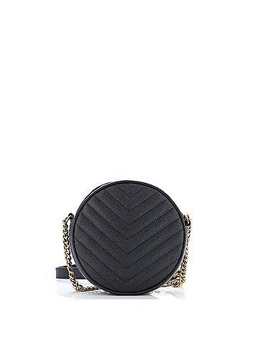 Saint Laurent Vinyle Round Camera Bag Matelasse Chevron Leather (view 2)