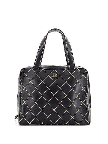 Chanel Surpique Zip Around Satchel Quilted Leather Large (view 1)