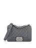 Chanel 100% Leather Gray So Black Boy Flap Bag Quilted Lambskin Small One size - photo 3